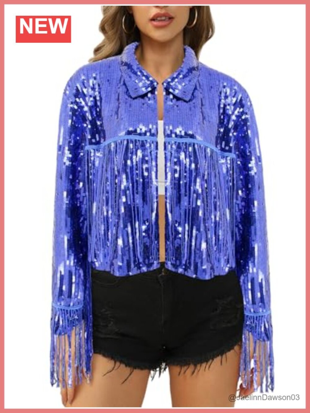 Glitter Sequin Tassel Fringe Bomber Jacket Open Front Party